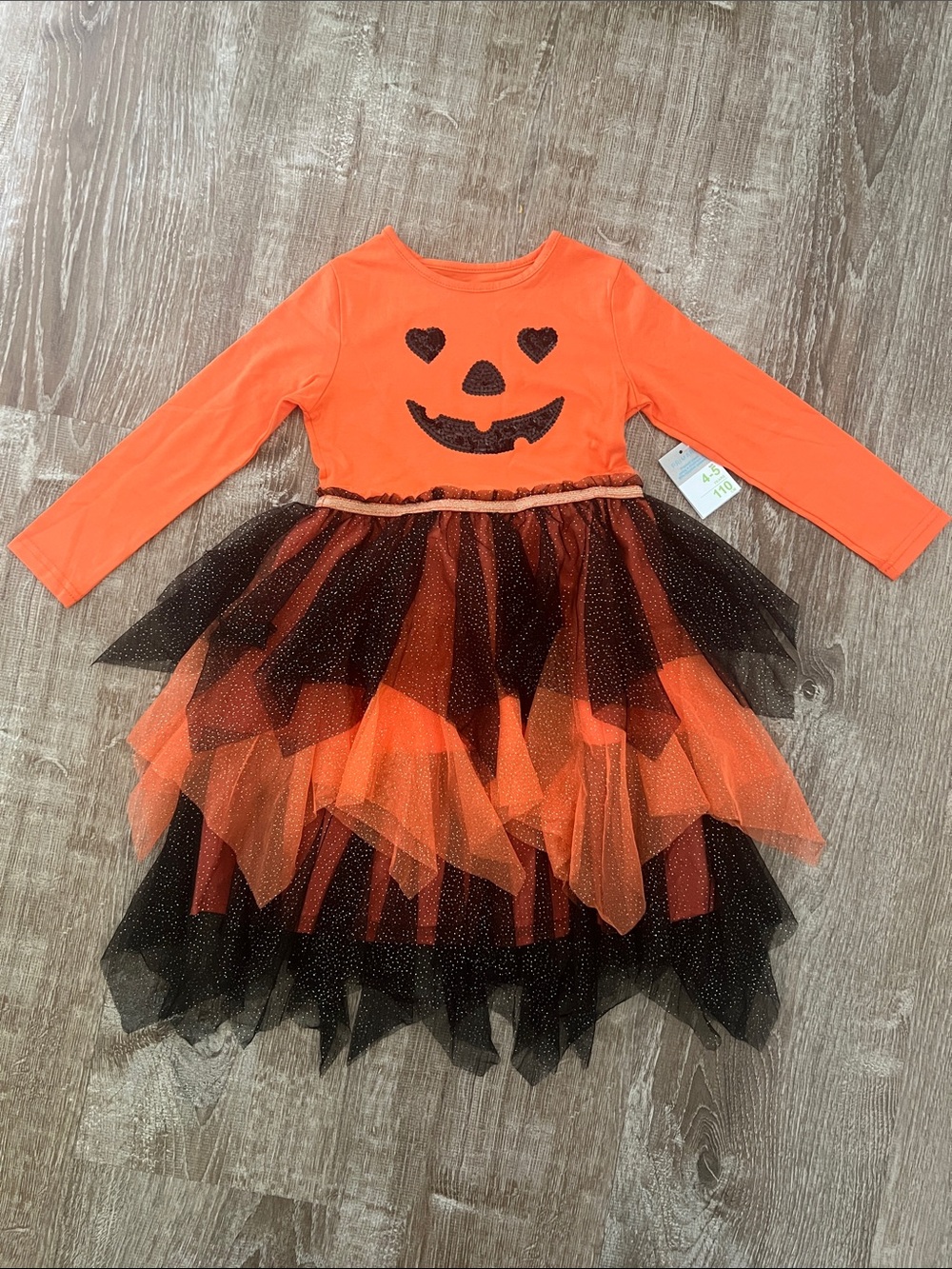 Primark NWT Orange and Black Pumpkin Tutu Dress size 4-5